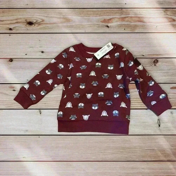 Garanimals Baby Boys Maroon Woods Fox Dear Sweatshirt Size 6-9 Month - Picture 1 of 2